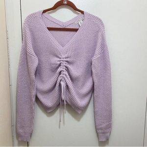 NWOT Sincerely Jules Pullover Sweater Lavender Long Sleeve V-Neck Ruched Front